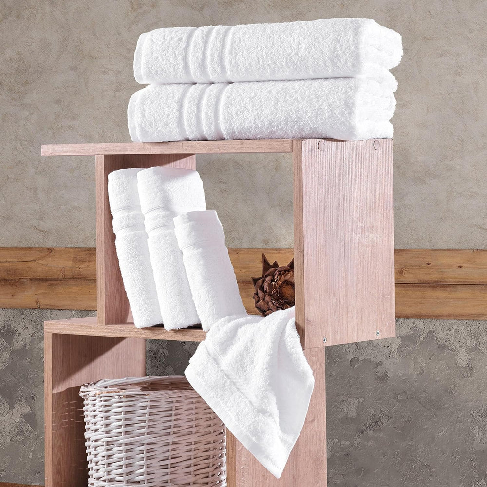Hawmam Linen Towel Set, Turkish Cotton, 6 Pack, White