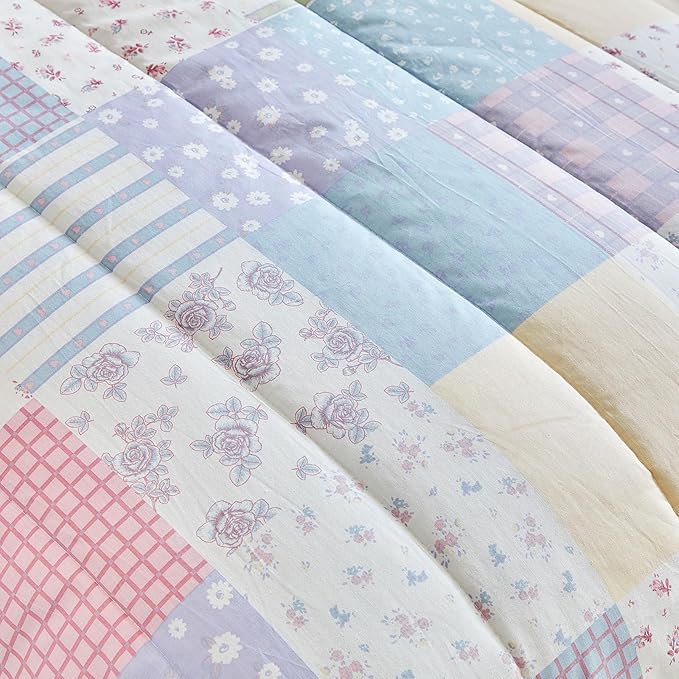 Joyreap 4 Piece Cotton Toddler Bedding Set- Colorful Flowers Patchwork Design - Image 7
