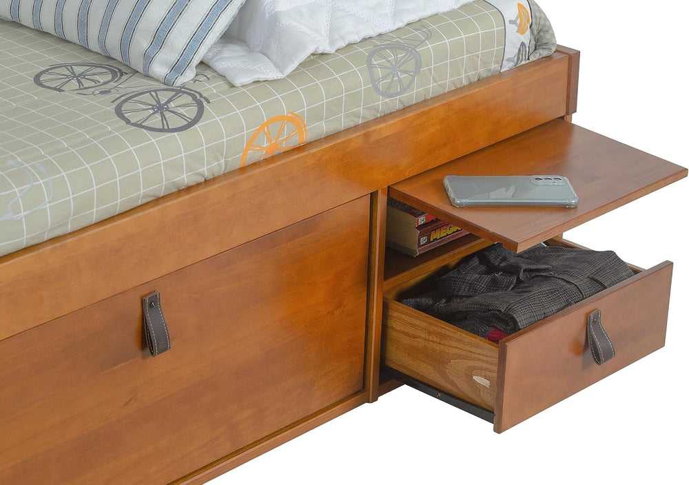 memomad Bali Storage Platform Bed Frame, Twin Size, Oak Brown
