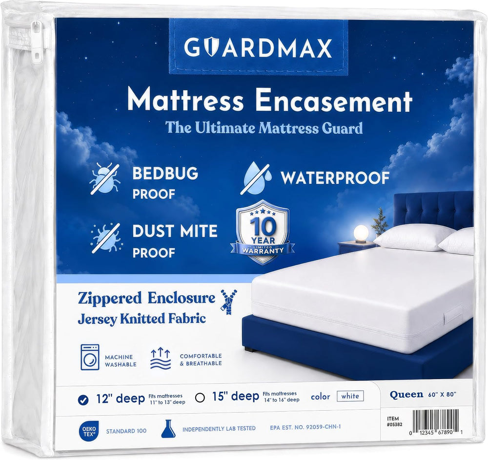 Guardmax Queen Mattress Protector Zippered, Bed Bug Mattress Cover