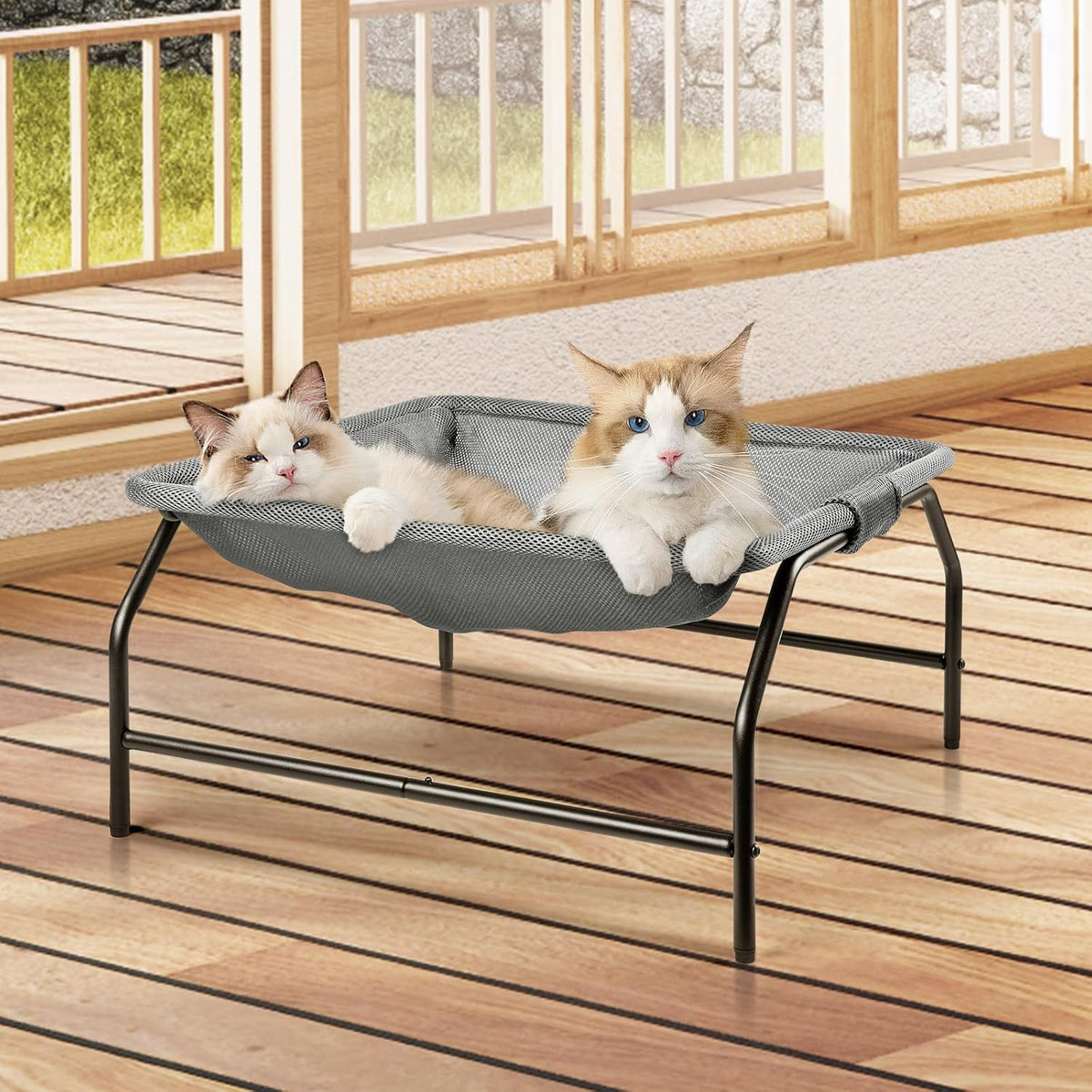 junspow large cat hammock bed - free-standing (gray), main product view