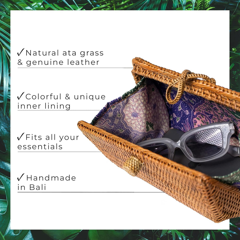 Novum Crafts Handmade Rattan Purse - Straw Wicker Crossbody Bag for Women