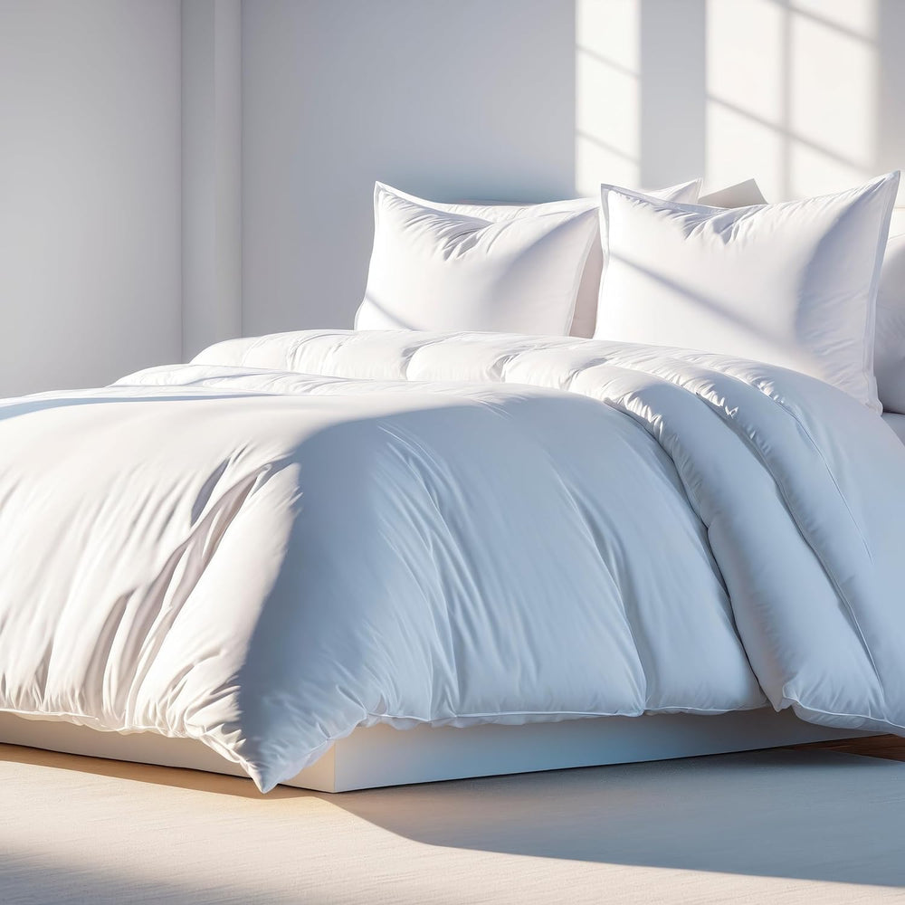White Classic White Duvet Cover King Size, Microfiber Duvet Cover with Zipper...