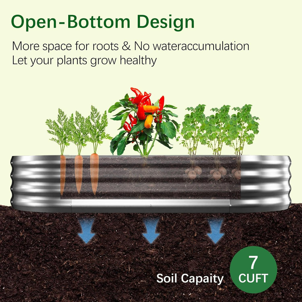 Galvanized Garden Bed Kit for Vegetables/Herbs/Flowers, Outdoor Raised Plante...