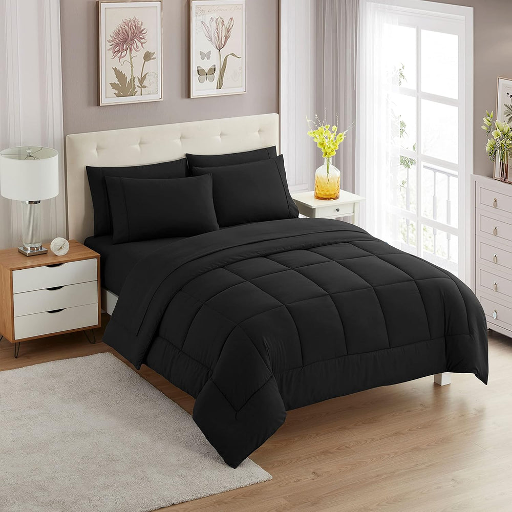 Sweet Home Collection 5 Piece Comforter Set Bag Solid Color All Season Soft D...