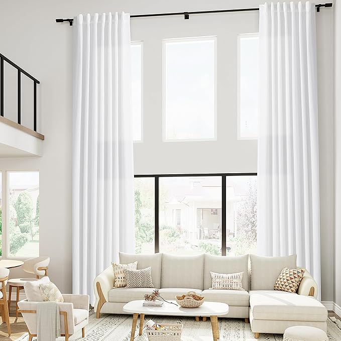Nanspring Extra Long White Linen Curtains 240 Inch Length - Image 7