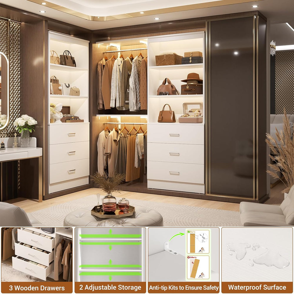 Aheaplus 23.6" Closet Drawers System, Closet System with 3 Drawers, White