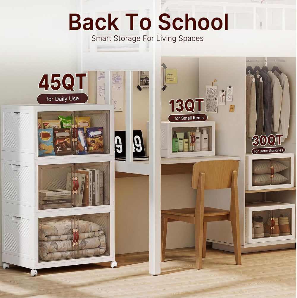 UAMFURI 720QT Stackable Storage Bins with Lid, Foldable Storage Cabinet