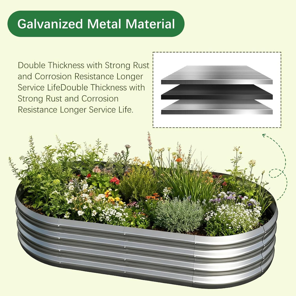 Galvanized Garden Bed Kit for Vegetables/Herbs/Flowers, Outdoor Raised Plante...