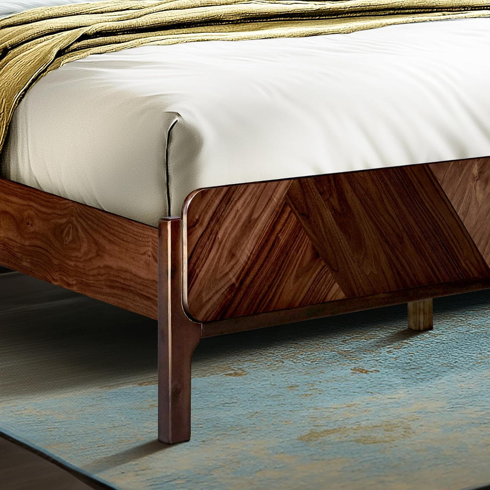 Bifrost King Solid Wood Bed Frame with Headboard & Footboard, Walnut
