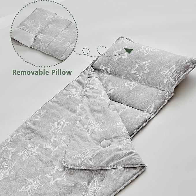 Toddler Nap Mat with Removable Pillow, Ultra Soft Slumber Bags - Image 6