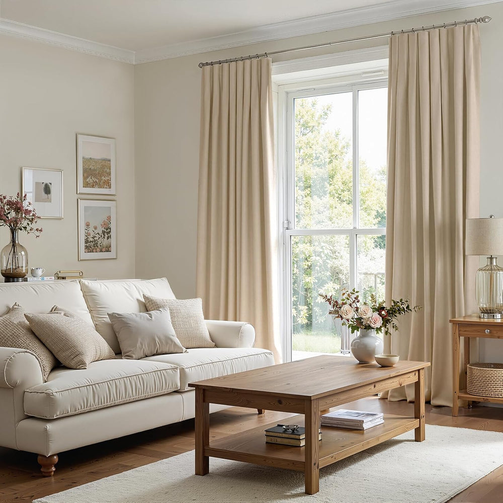 Topfinel Beige Velvet Curtains 84 Inches Long for Bedroom Living Room Neutura...
