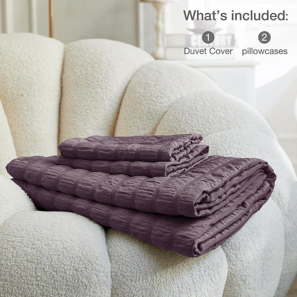 JELLYMONI Purple Seersucker Duvet Cover Set Full Size