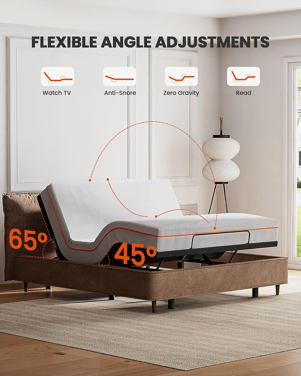 AMADA Split King Adjustable Bed Frame with Wireless Remote and Zero Gravity