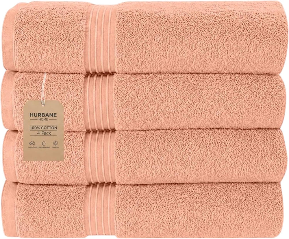 Bath Towels Set of 4 – 100% Cotton, 550 GSM Soft Absorbent Bathroom Towels - ...