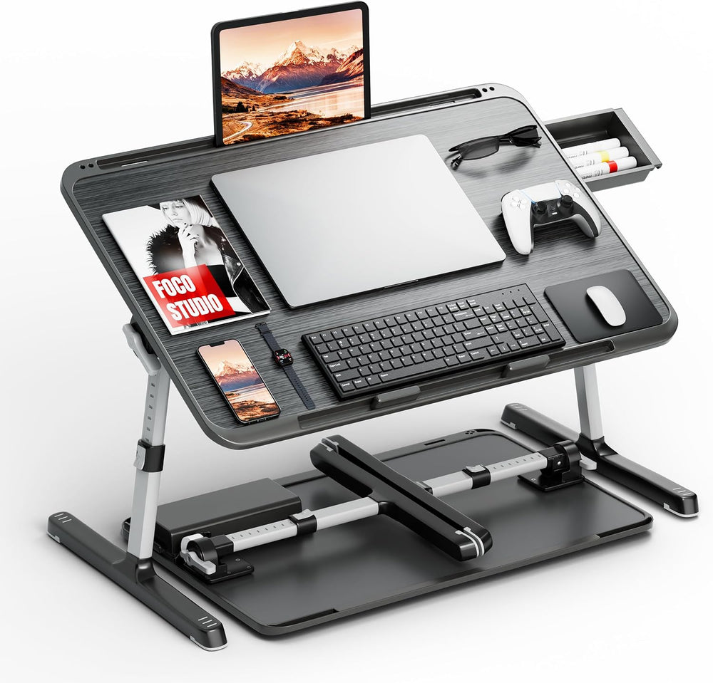 Potuopy Adjustable Laptop Lap Desk, X-Large Foldable Bed Table Tray