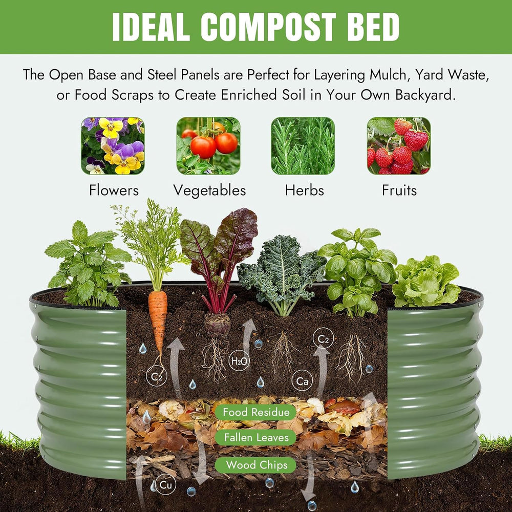 INNO STAGE Galvanized Garden Bed Kits, 4x2x1.4FT Metal Raised Beds, Green