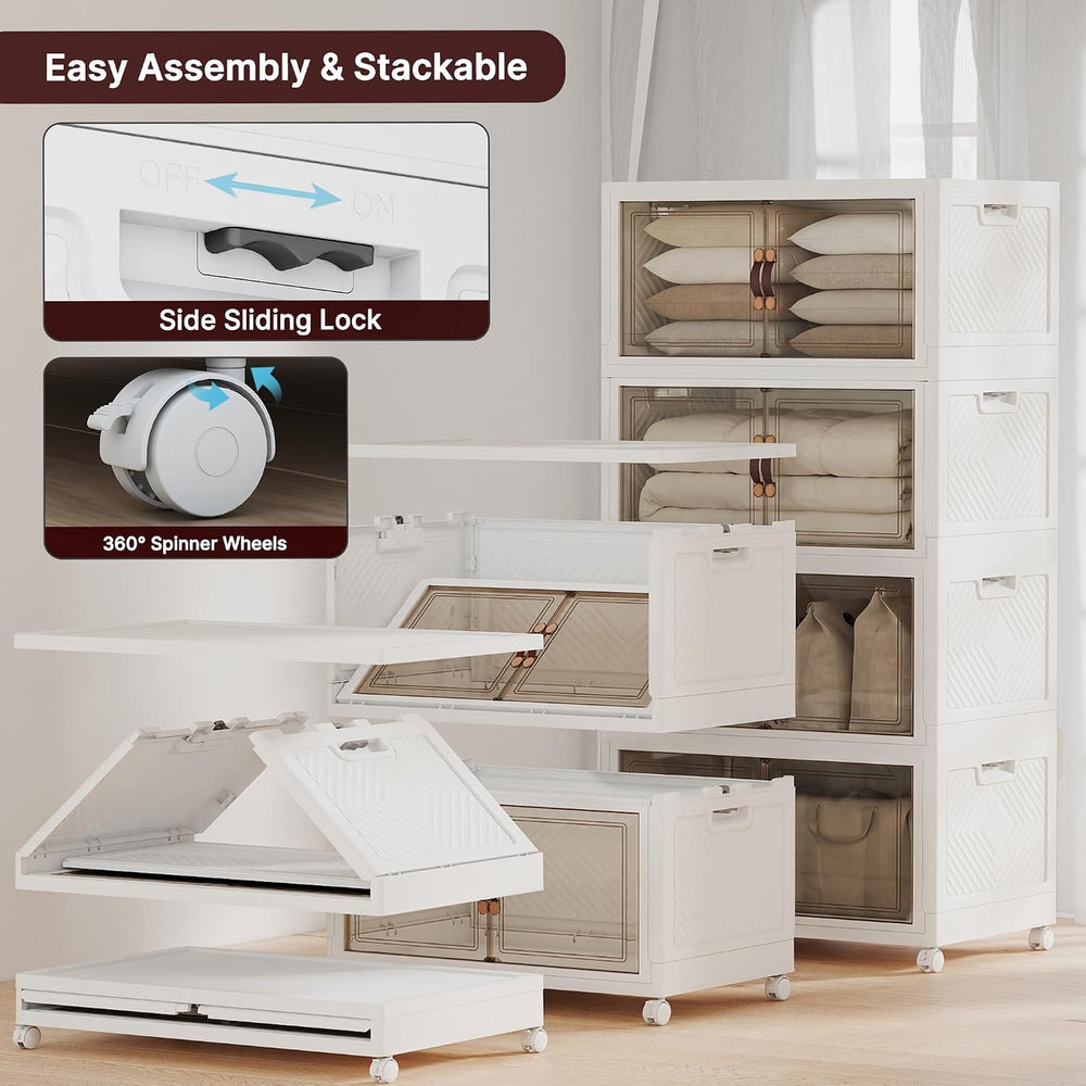 UAMFURI 720QT Stackable Storage Bins with Lid, Foldable Storage Cabinet