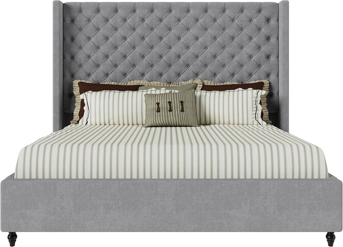 jocisland queen bed frame with 63" tall wingback, view 9