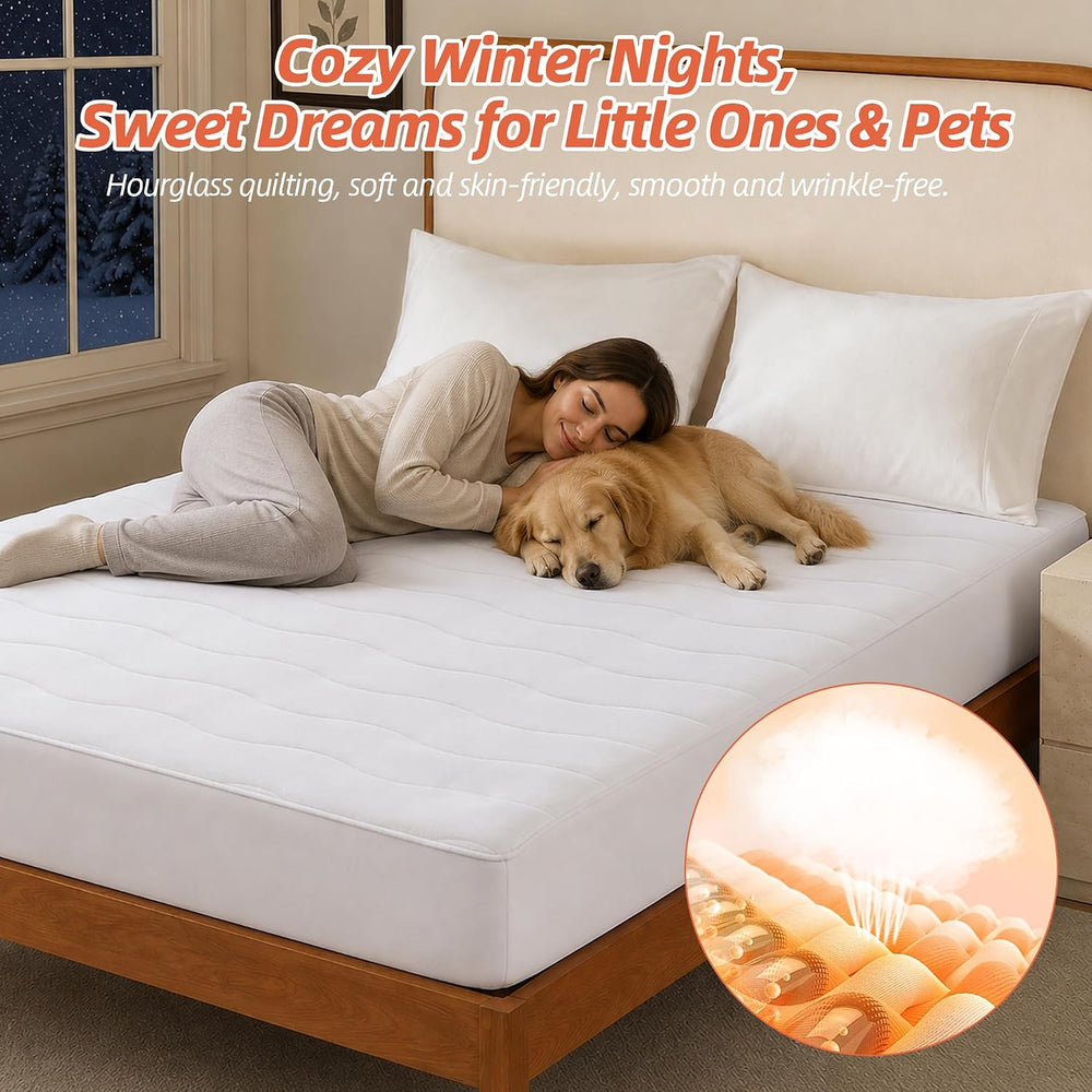 Heated Mattress Pad Queen, Cozy Bed Warmer with Preheat & Memory