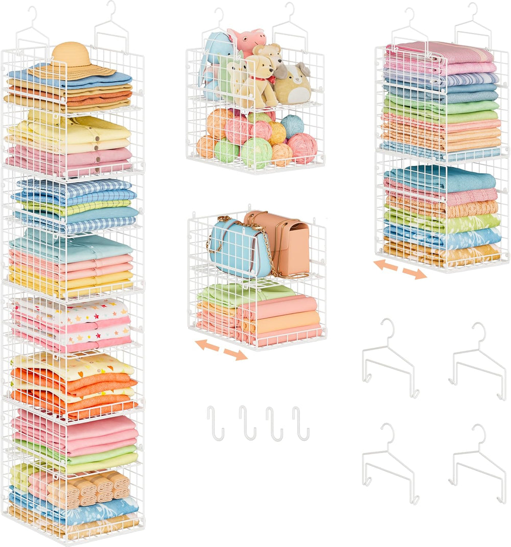 8-Tier Extended Depth Hanging Closet Organizers and Storage for Closet System...