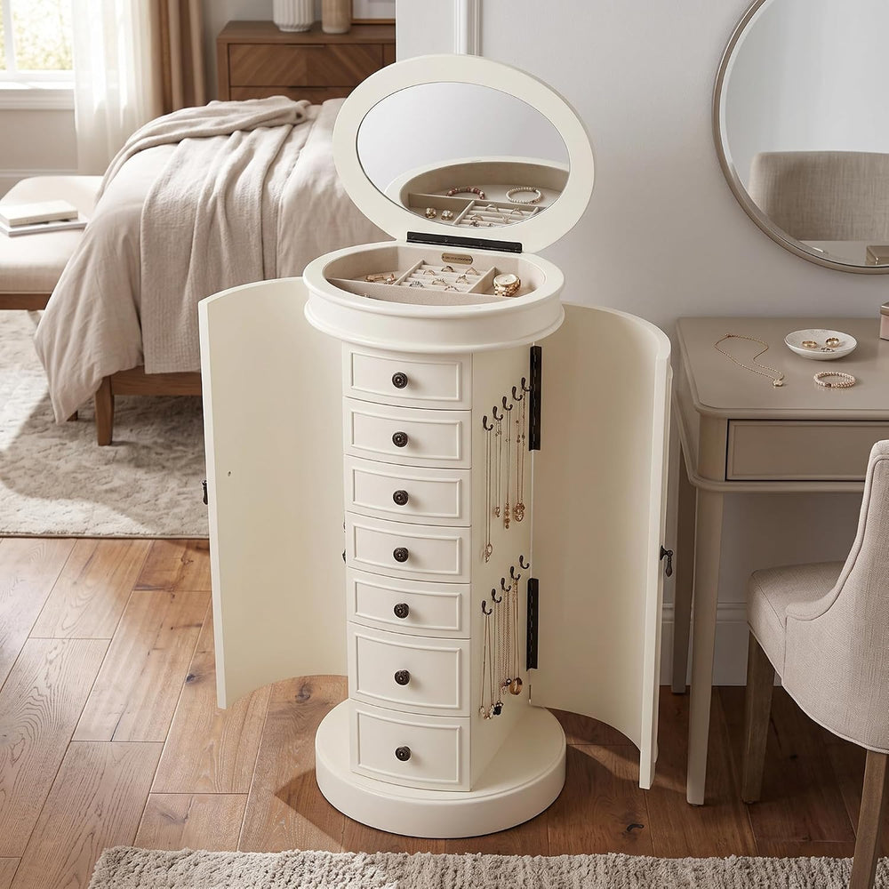 Hives and Honey Bailey Oval Standing Jewelry Armoire Cabinet, Jewelry Storage...