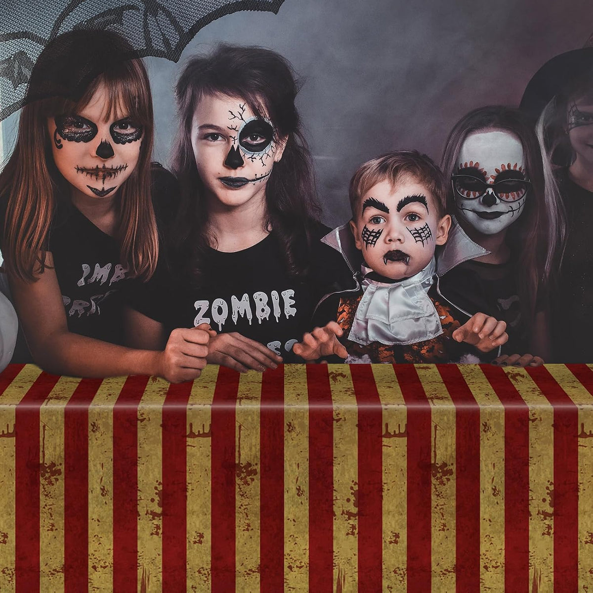 Dandat 100 ft Creepy Carnival Tablecloth Roll Halloween Bloody Backdrop