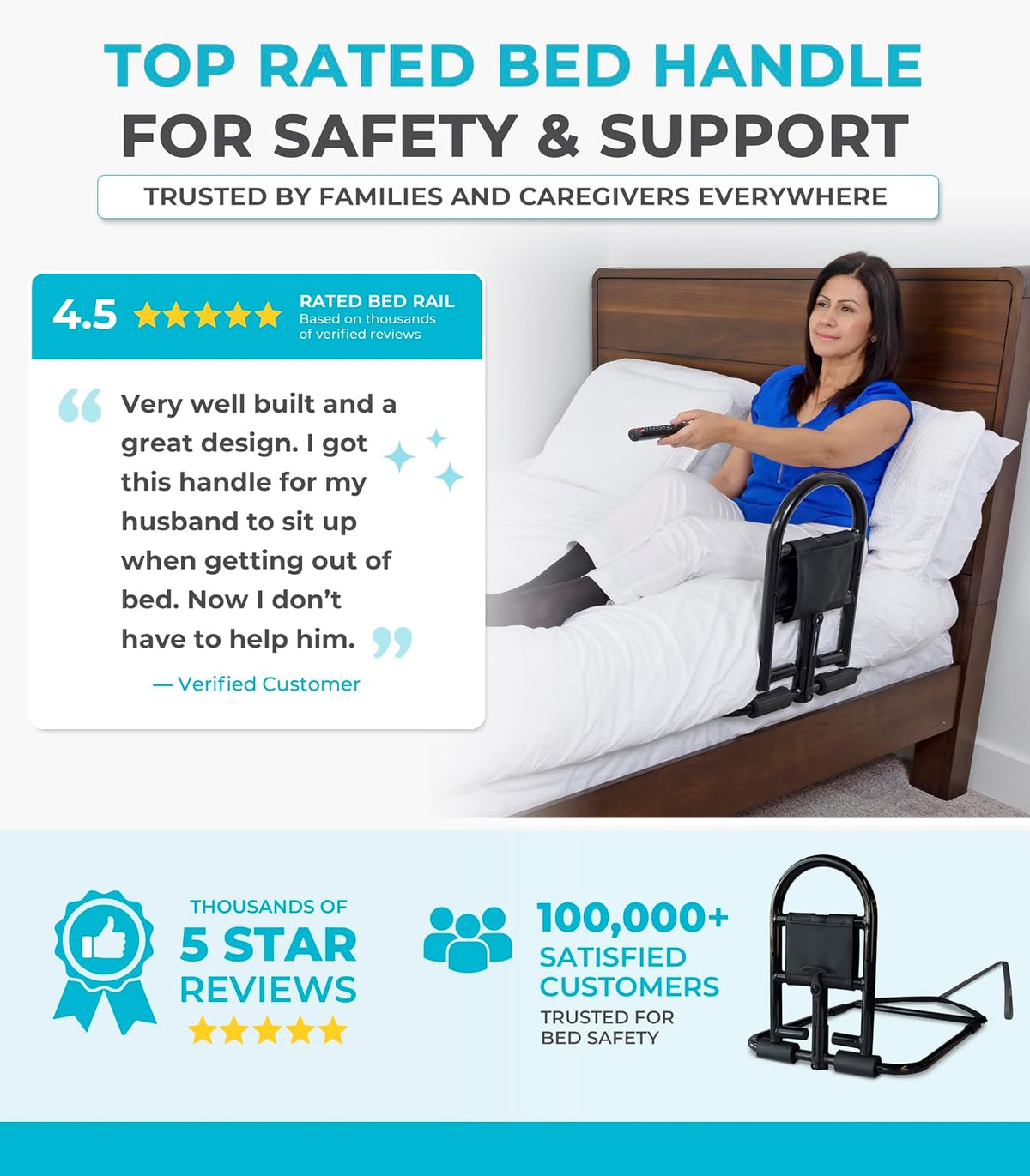 stander prime bed handle, bariatric safety bar for, view 9