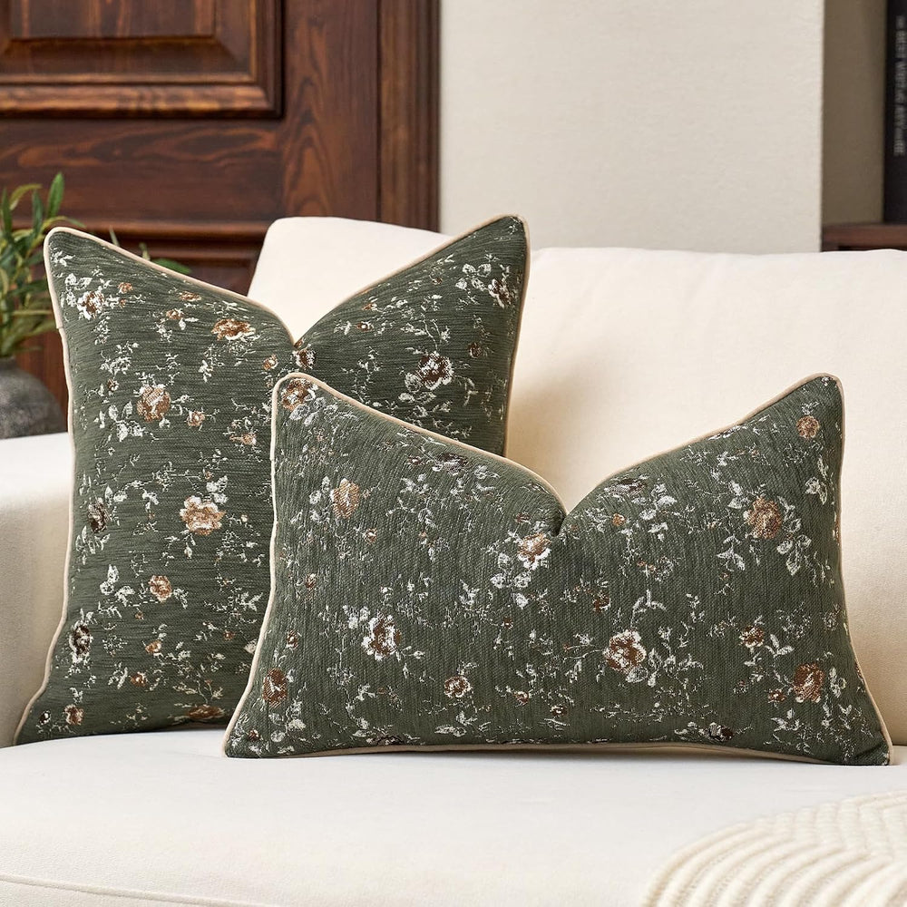 Pack of 2 Vintage Floral Throw Pillow Covers 20 x 20 Inch, Farmhouse Cushion ...