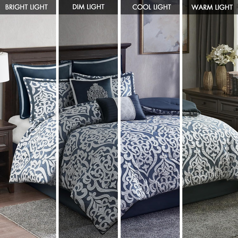 Madison Park Odette Cozy Comforter Set Jacquard Damask Medallion Design - Mod...