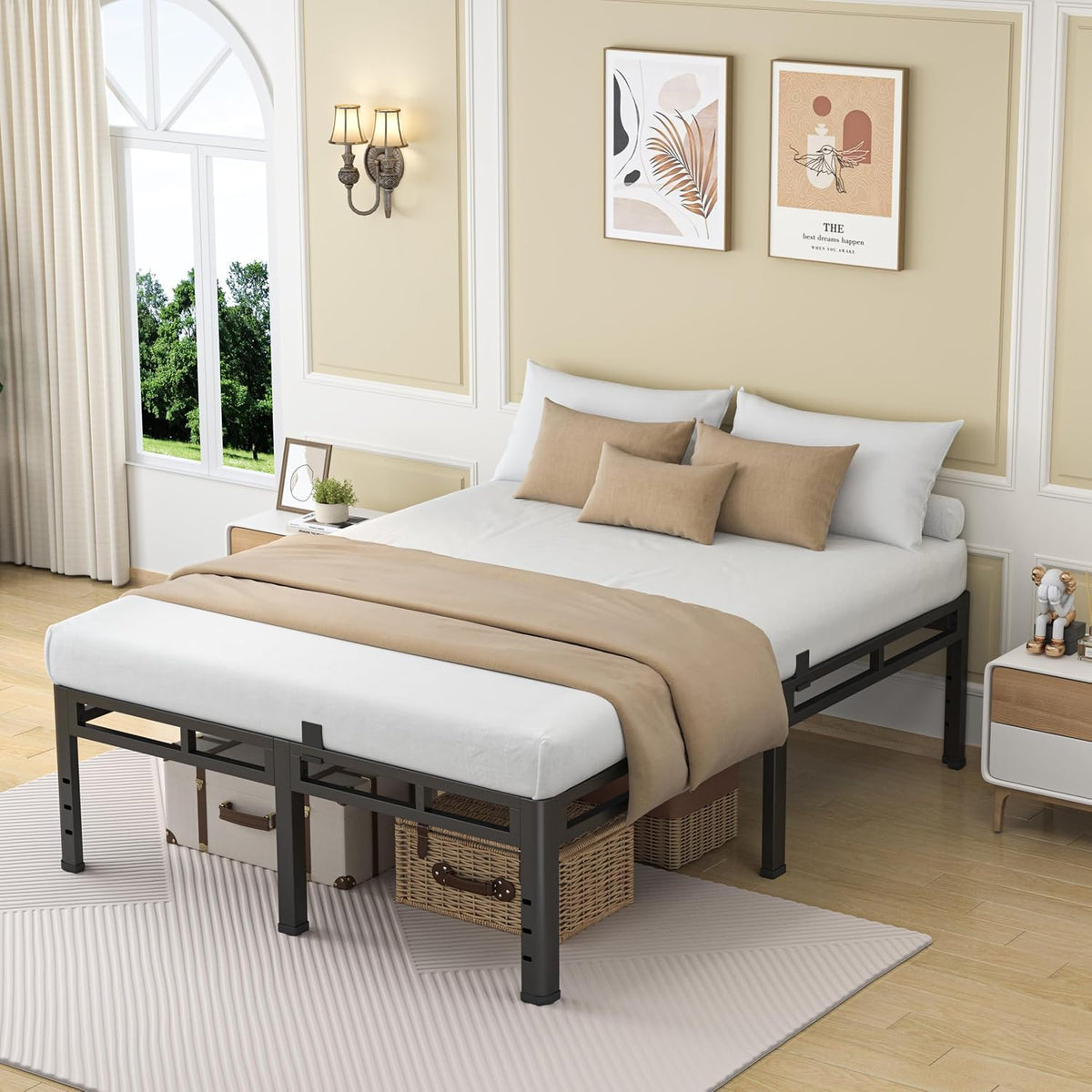 nkz king size metal platform bed frame, 18, view 9