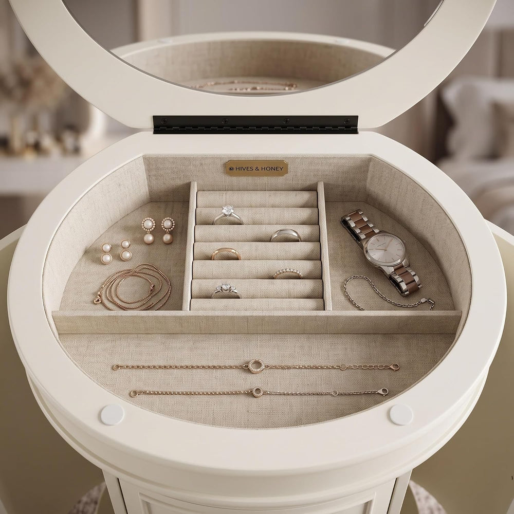 Hives and Honey Bailey Oval Standing Jewelry Armoire Cabinet, Jewelry Storage...