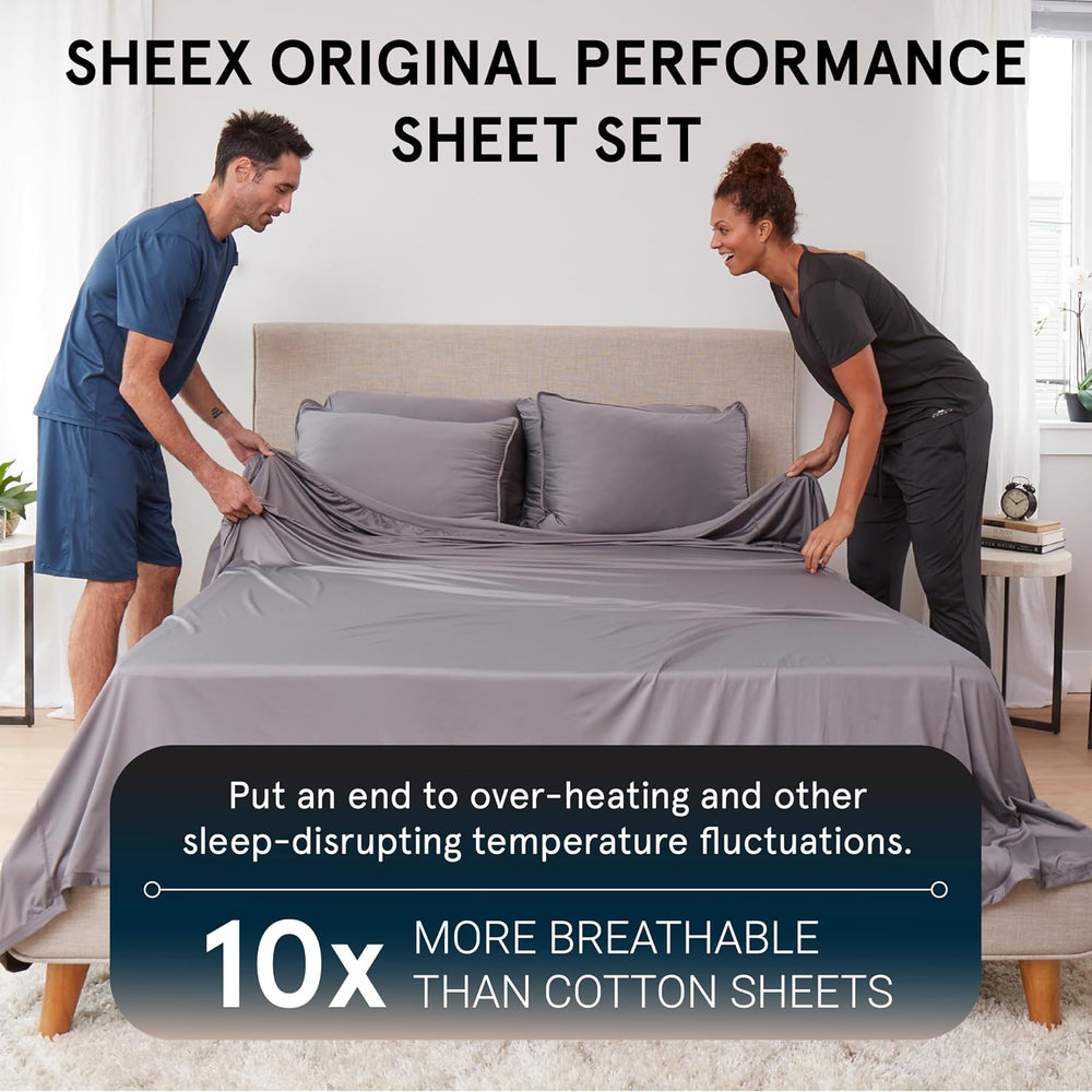 SHEEX Original Performance Cooling Sheets, Split King Bright White