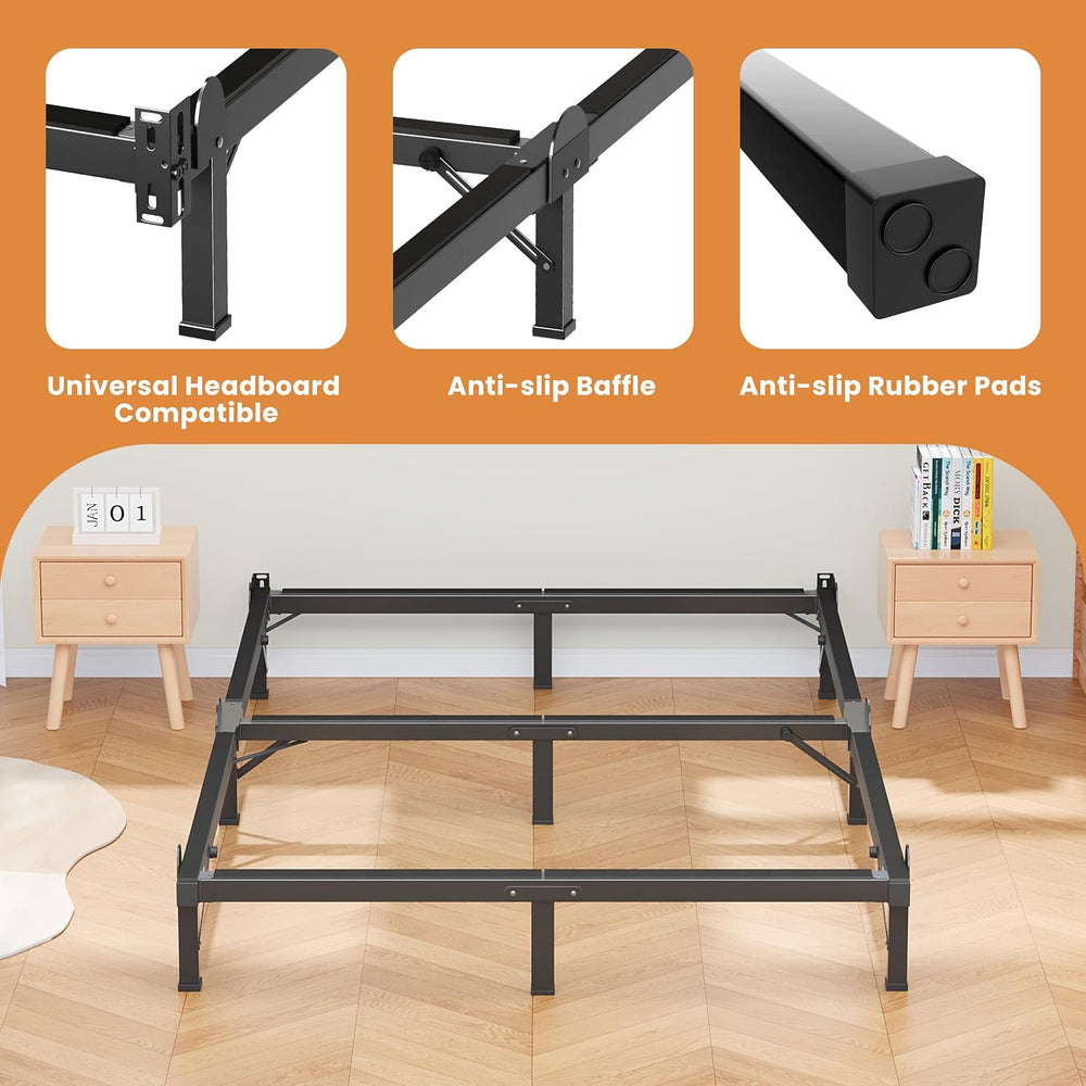 MAF Metal Bed Frame King 8 Inches for Box Spring, 9-Legs Support Basics