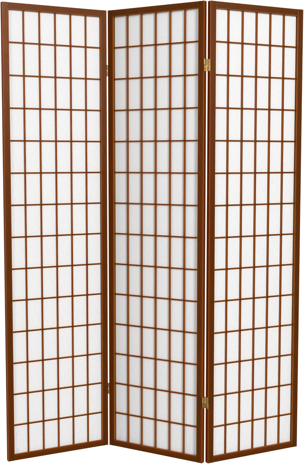 Red Lantern 6 ft. Tall Window Pane Shoji Screen - Walnut - 3 Panels