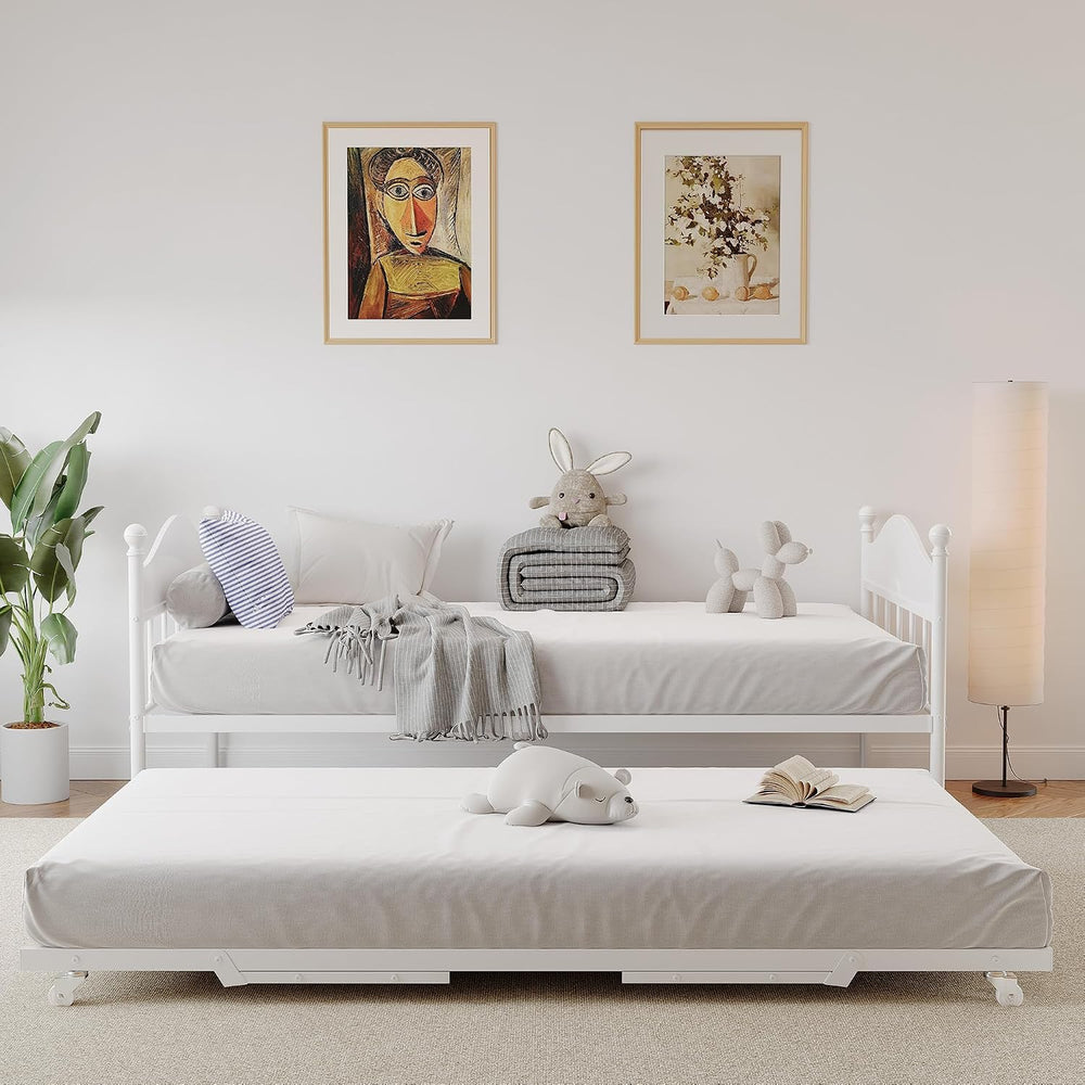 Garvee Twin Daybed with Trundle, Twin Bed Frame with with Stylish Headboard