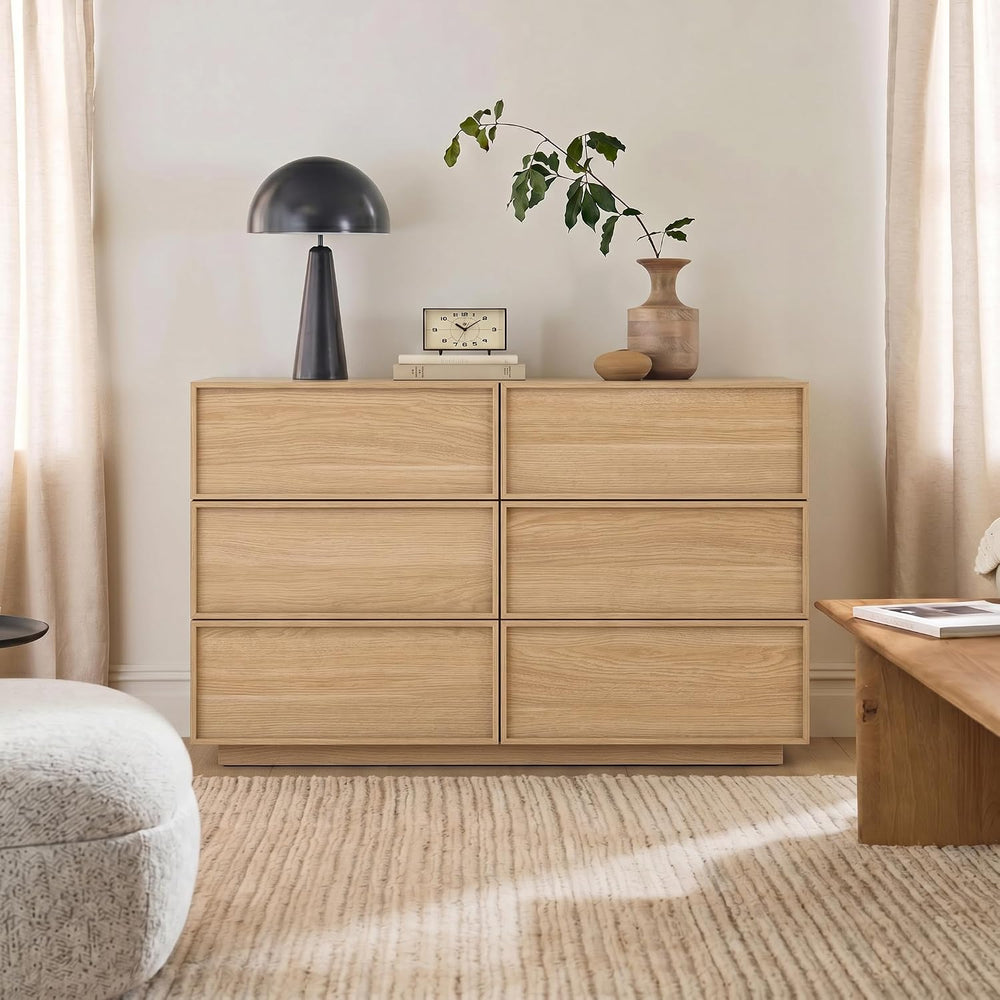 6-Drawer Dresser for Bedroom, 47.2" Wide, Wooden, Light Oak