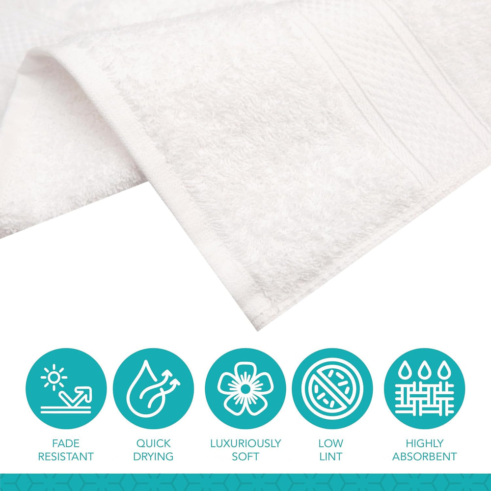 Pleasant Home White Bath Towels Set of 6 (24” x 50”) 100% Cotton Towel Set