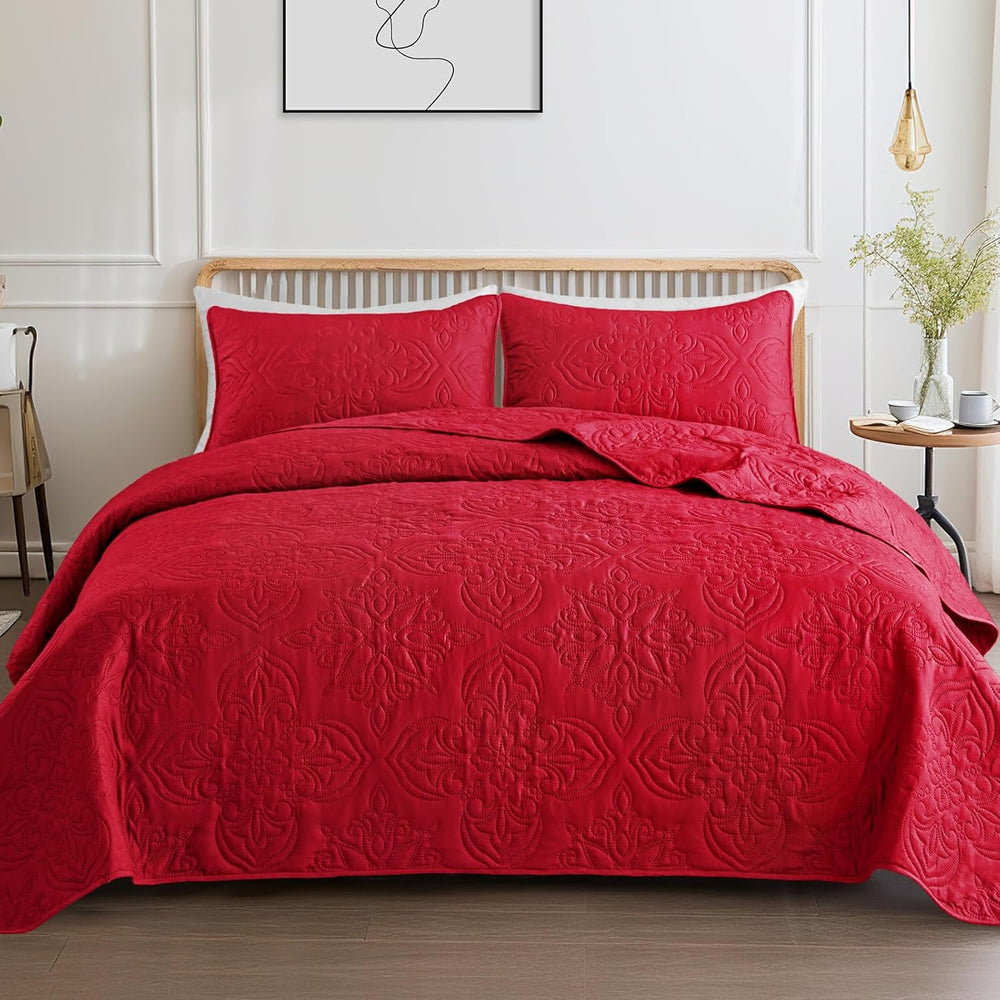 Whale Flotilla King Quilt Bedding Set Vintage Damask Reversible Bedspread
