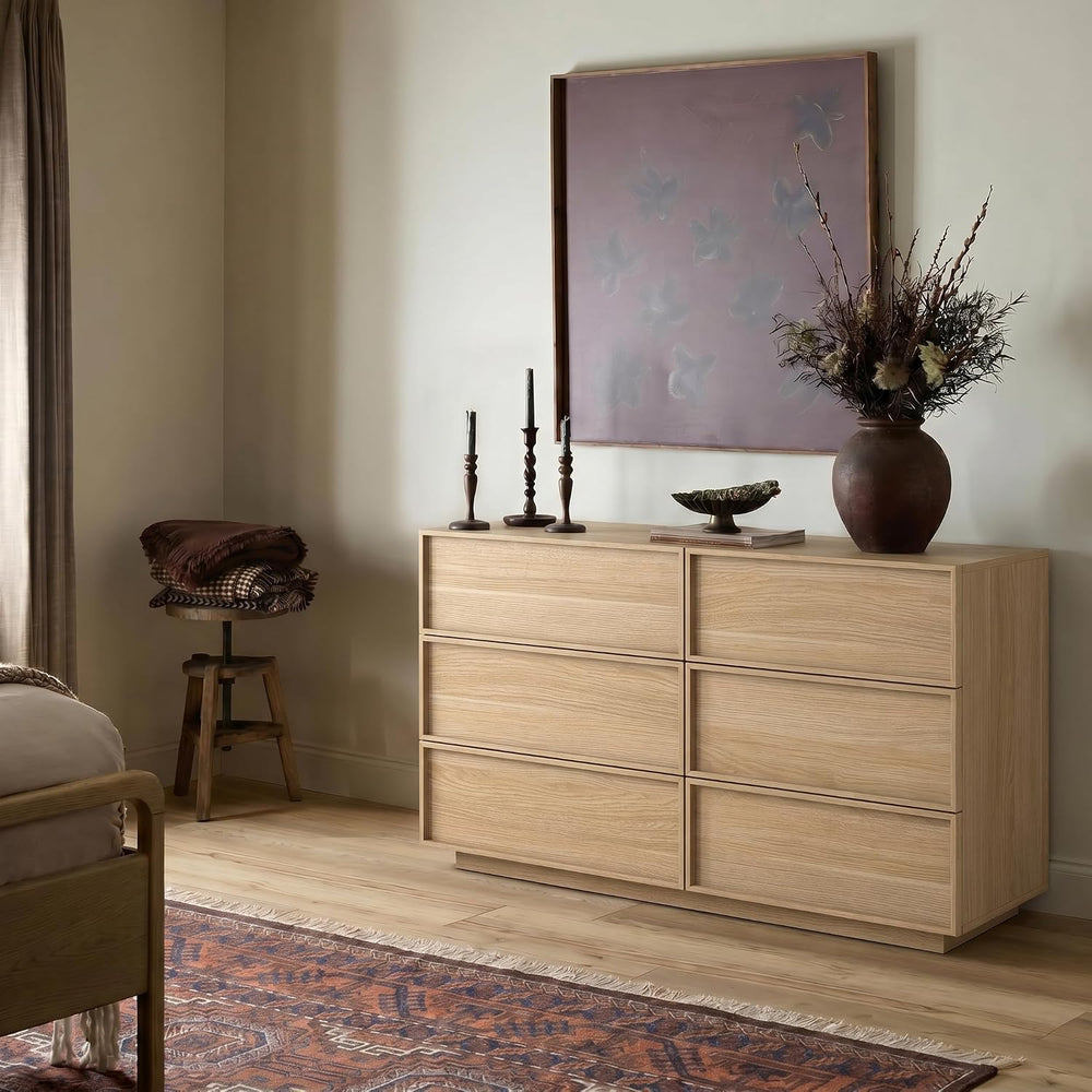 6-Drawer Dresser for Bedroom, 47.2" Wide, Wooden, Light Oak