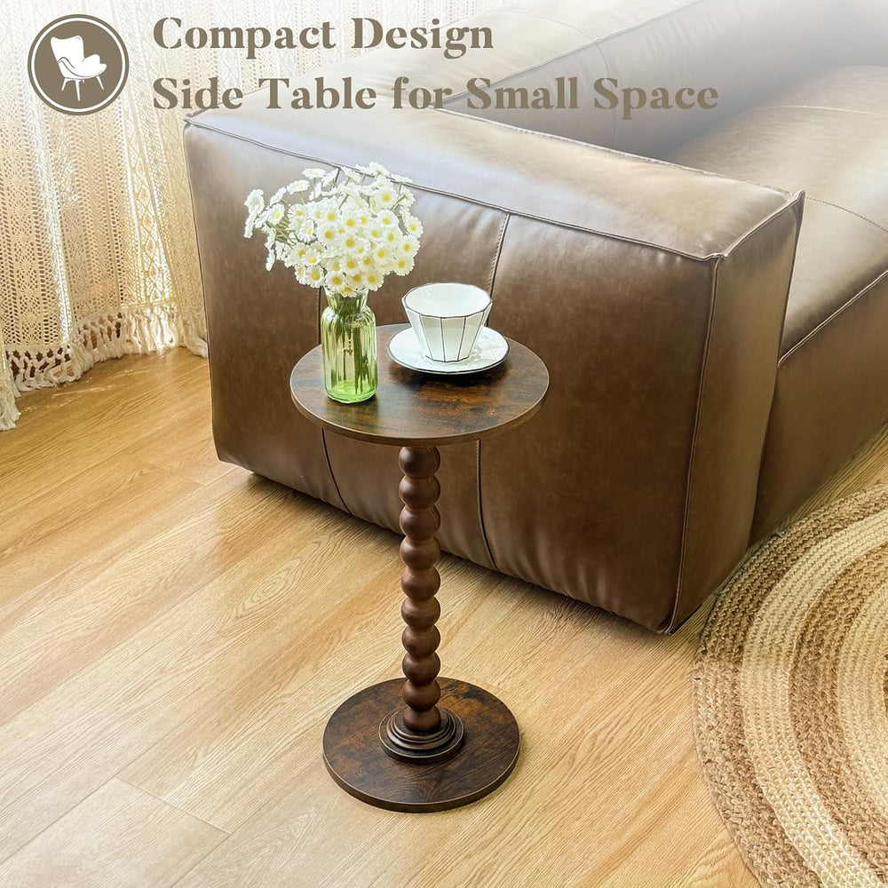 Round Side Table, Small Drink Table for Small Spaces, Modern Accent Nightstan...