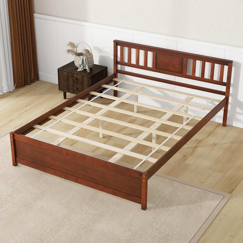 GIANTEX Queen Size Solid Wood Platform Bed Frame, Mid Century Queen Bed Frame...