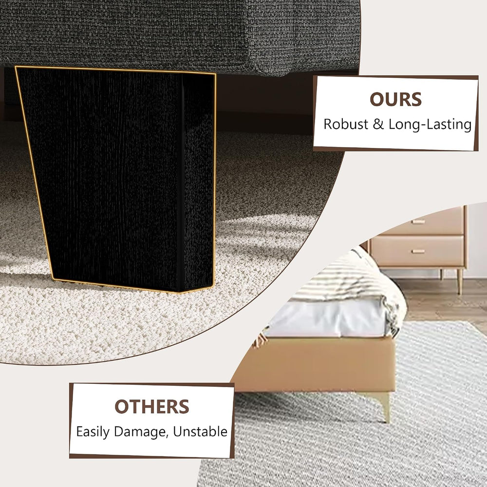 Feonase Full Size Bed Frame with Upholstered Headboard, Linen Platform Bed Fr...