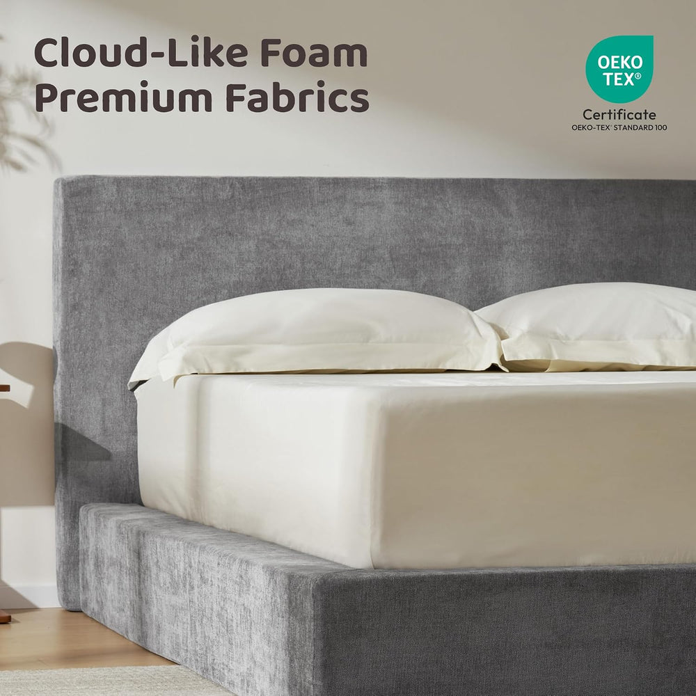 RECCI AirFrame King Size Upholstered Bed Frame with Plush Padded Headboard