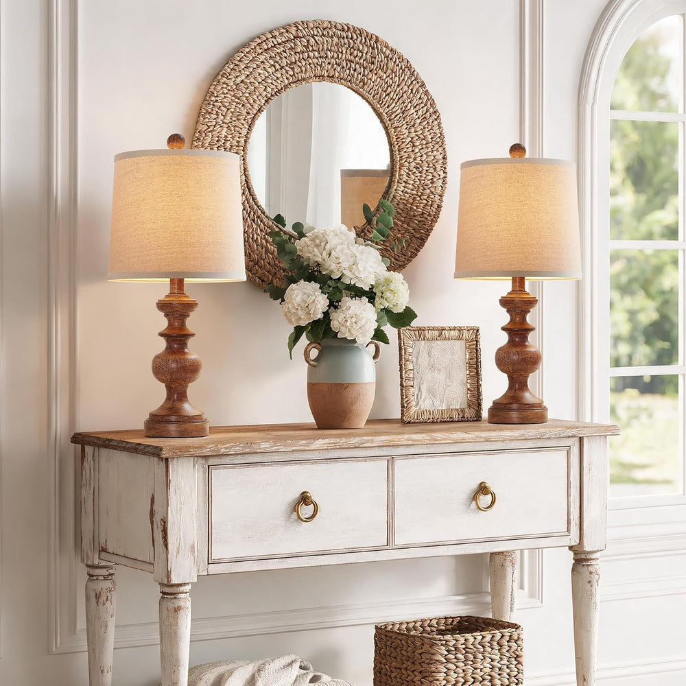 Farmhouse Table Lamp Set of 2, Rustic Table Lamps for Living Room Bedroom, 22...