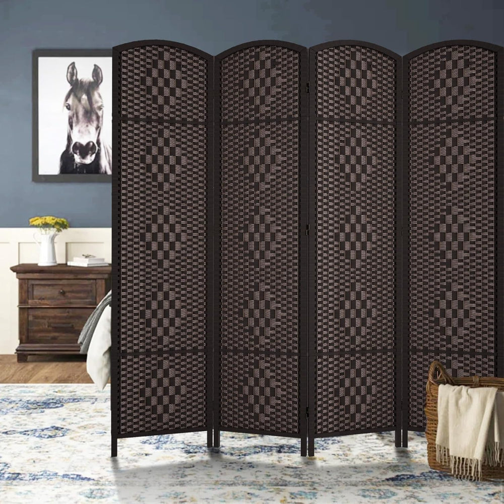RHF Room Divider, 4 Panel Partition Room Dividers Screen, Dark Coffee