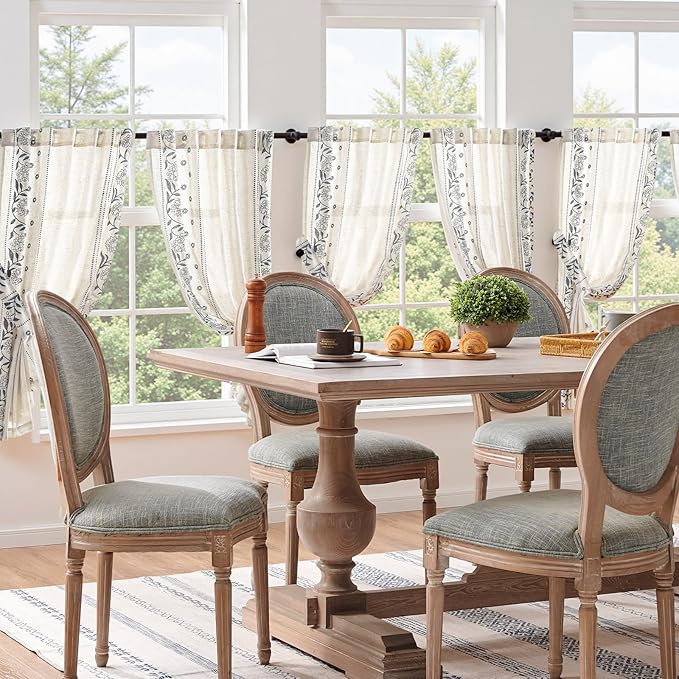 jinchan Winslow Linen Curtains 45 Inch Length Small Window Curtains Embroidered - Image 9