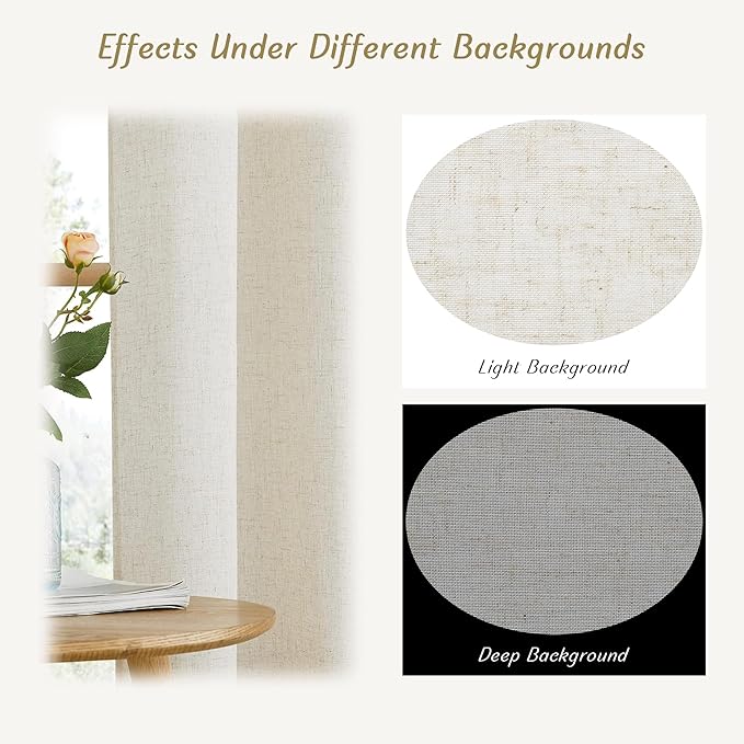 NICETOWN Textured Linen Sheer 108 inch Curtains - Image 8