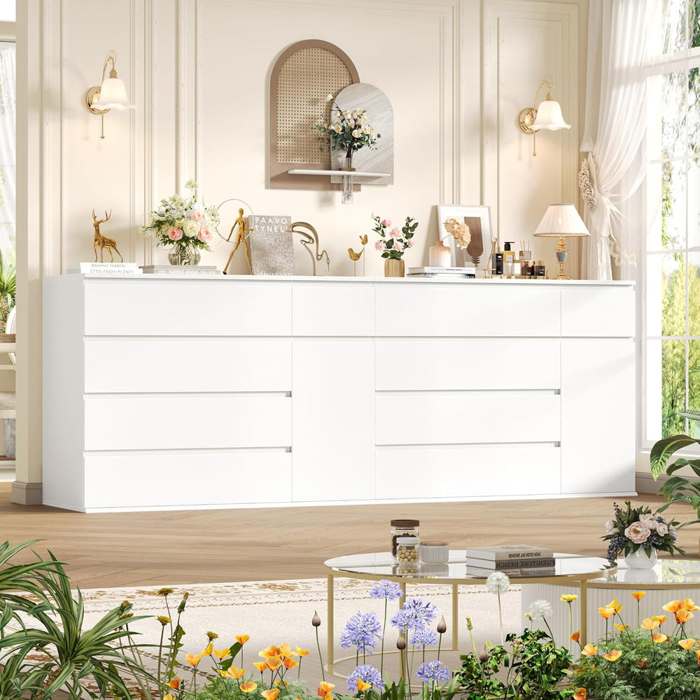FOTOSOK White Dresser, Dresser for Bedroom, Wide Chest of Drawers