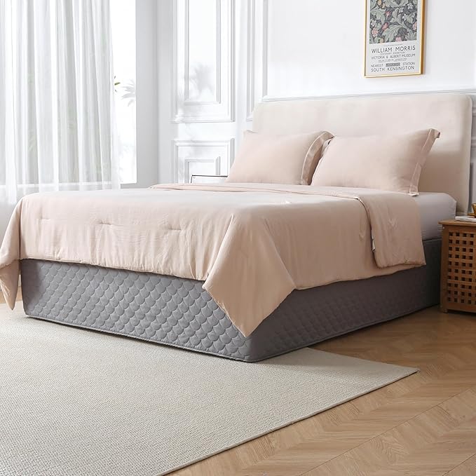 King Size Gray Bed Skirt with 14-Inch Drop, Easy Fit Wrap-Around Cover - Image 6